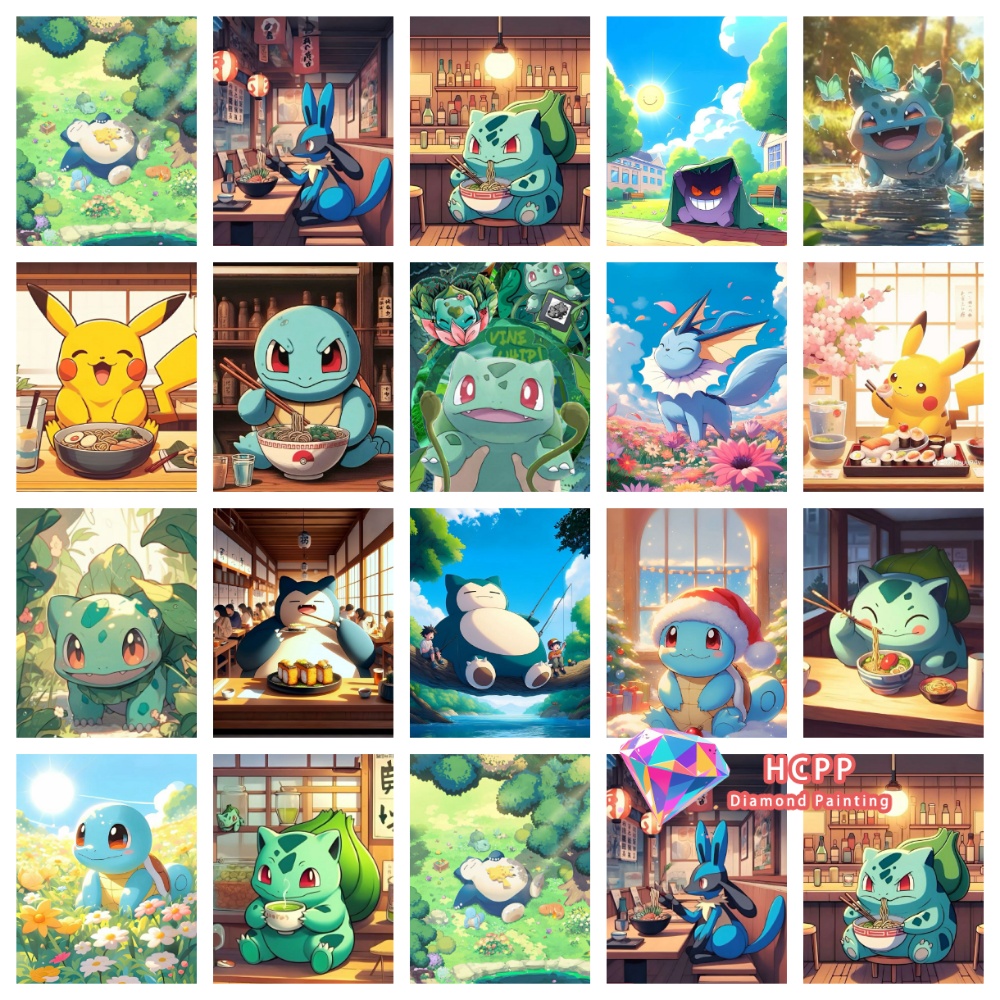 Resin Art Work - Pikachu Bulbasaur Squirtle Kit Lukisan Berlian