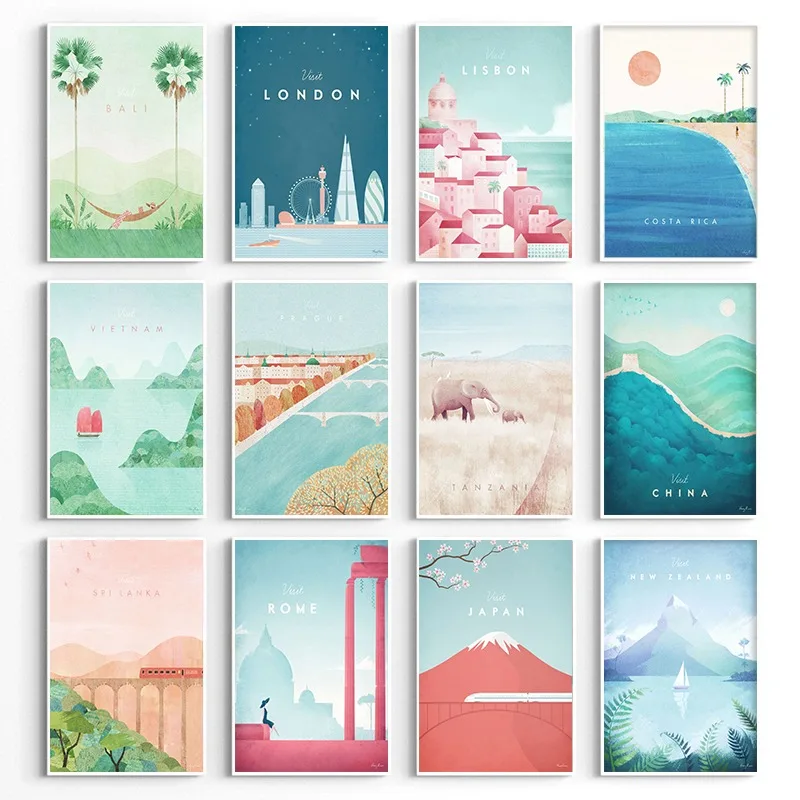 Resin Art And Deco - Poster Perjalanan Minimalis Dunia Paris Roma