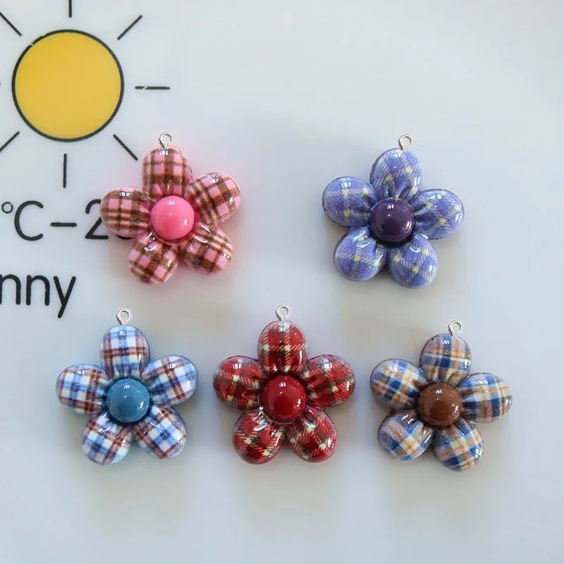 Resin Art Keychain - 10Pcs Liontin Resin Bunga Manis Untuk