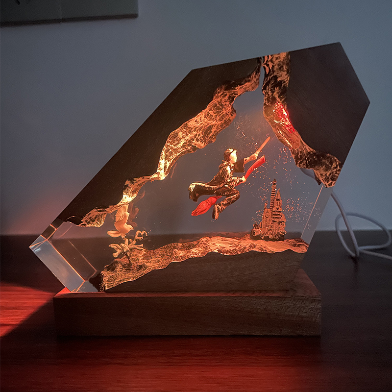 Resin Artist - Lampu Resin Kayu Epoxy Penyihir Anak