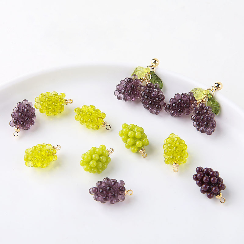 Resin Art Keychain - 6pcs Gantungan Resin Anggur Kecil Lucu,