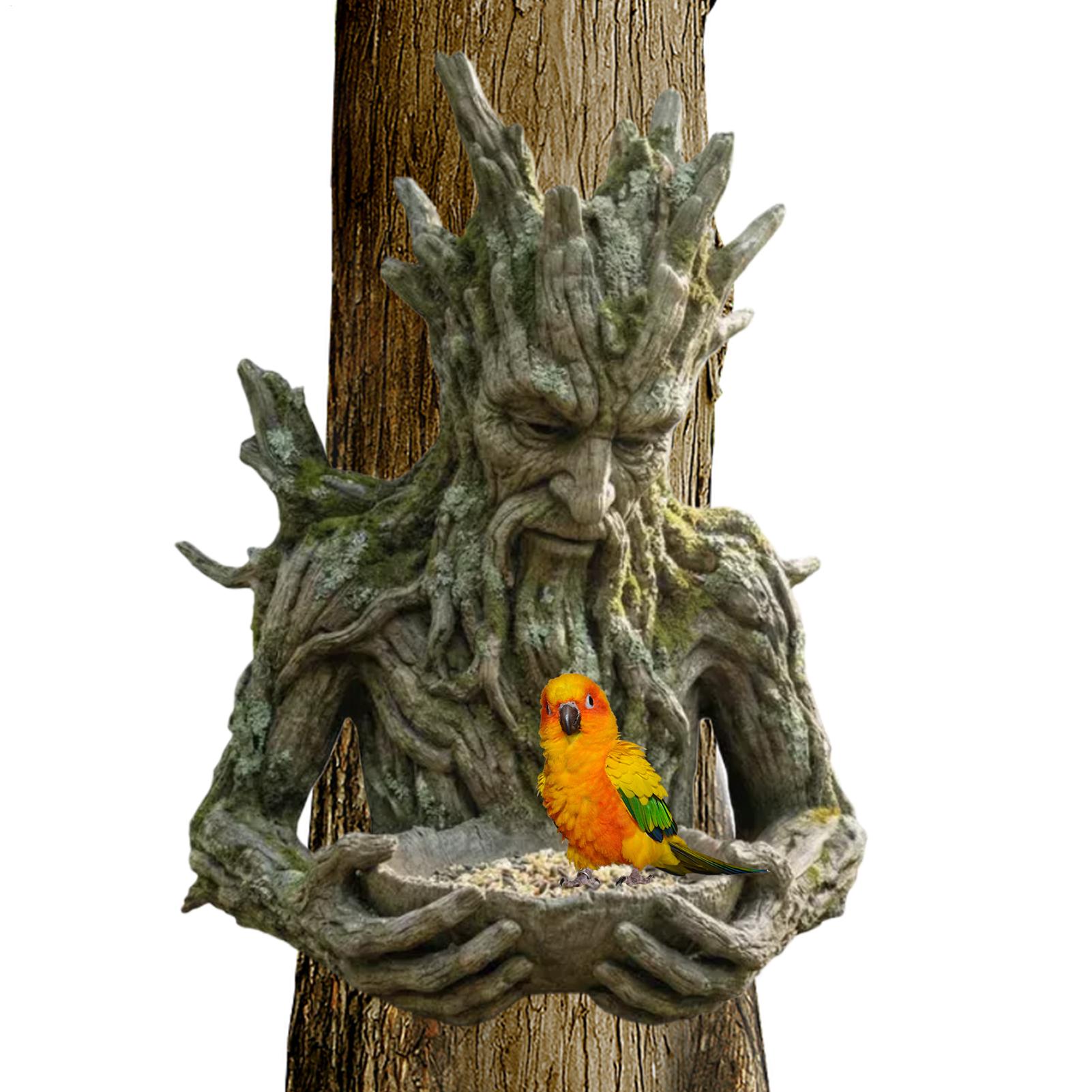 Resin Art On Wood - Tempat Makan Burung Berbentuk Wajah Pohon