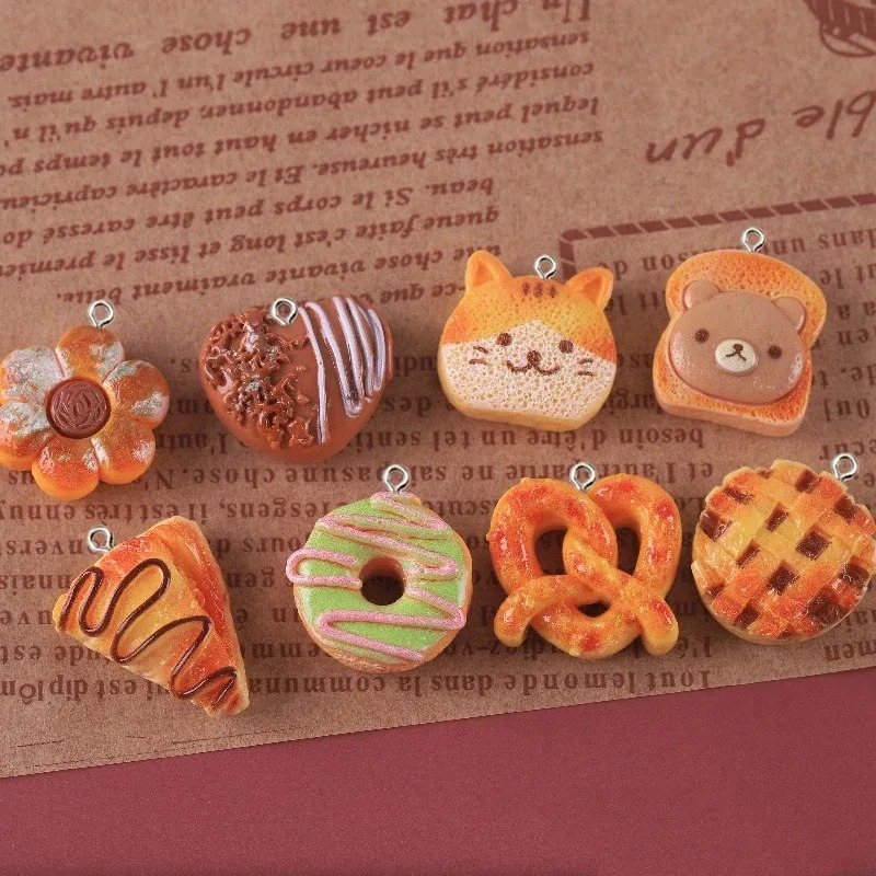 Resin Art Keychain - 10 Buah Liontin Resin Makanan Palsu