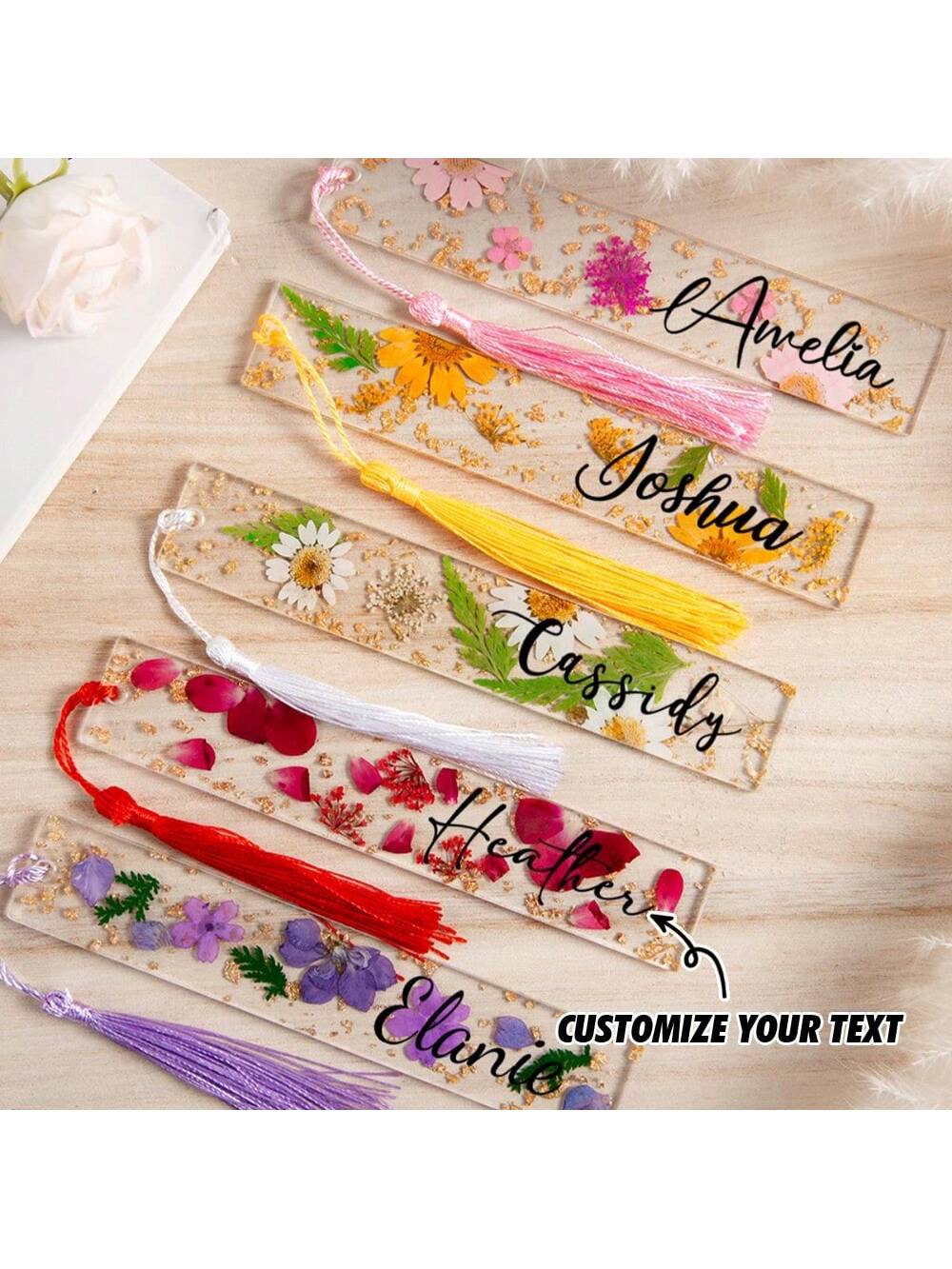 Resin Art Name - 1 Buah Pembatas Buku Resin Bunga