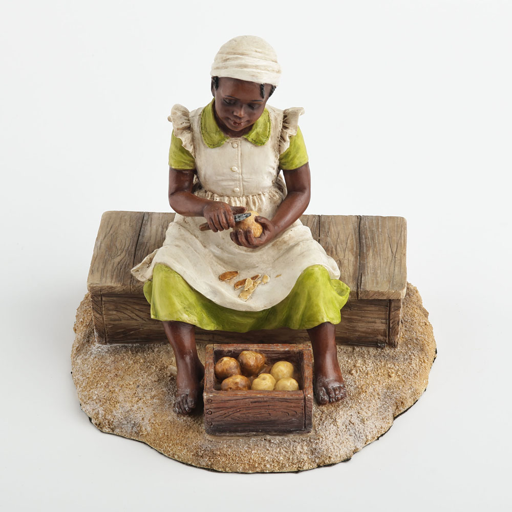 Resin Art On Wood - Patung Gadis Kulit Hitam Muda Mengupas