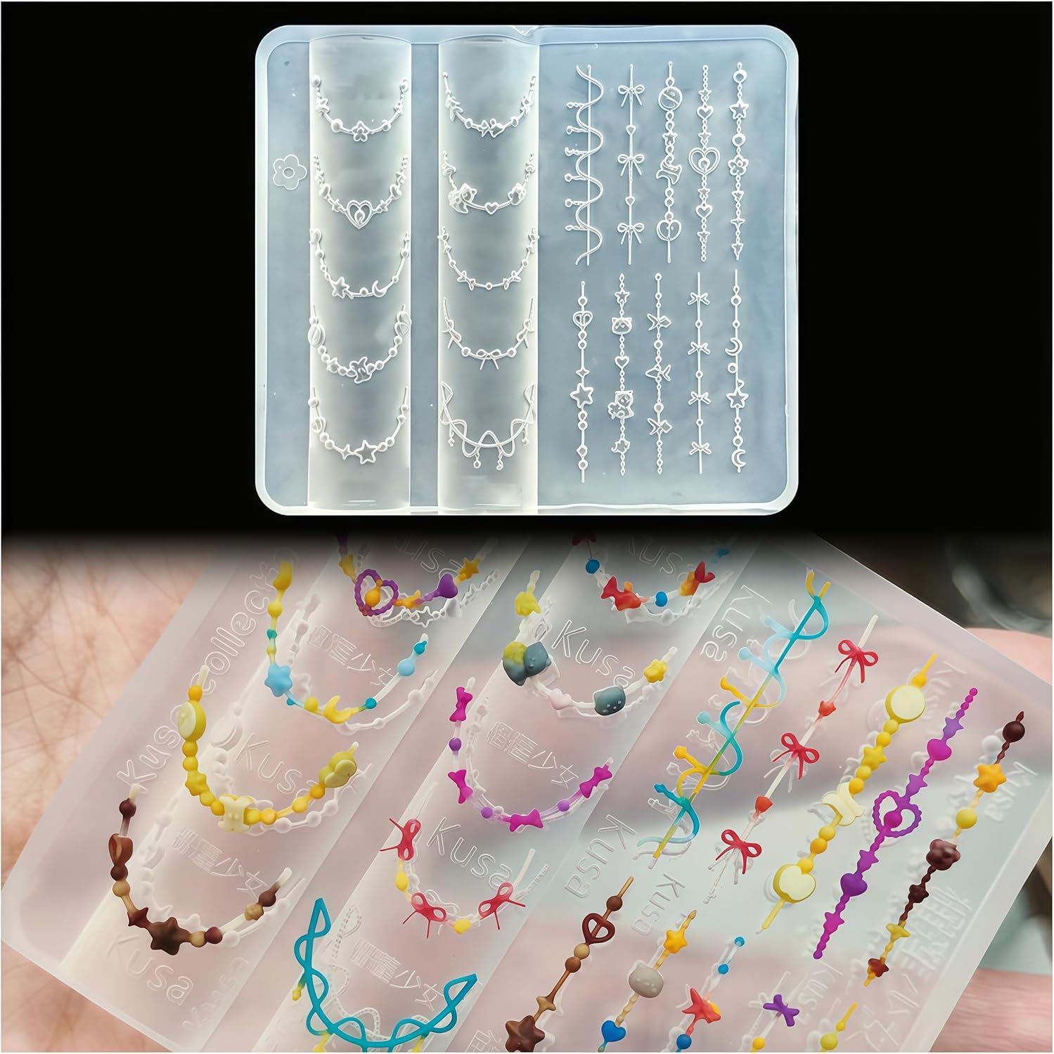 Resin Art Template - Cetakan Seni Kuku Gel Kalung Manik-manik