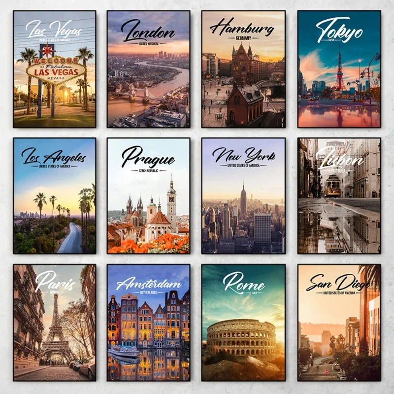Resin Art And Deco - Poster Kota Terkenal Dunia London Paris