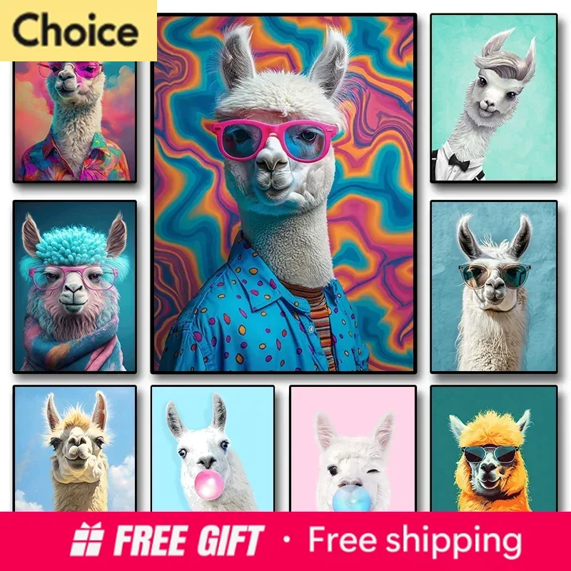 Resin Art For Kids - 2026 Lukisan Berlian Hewan Llama Warna-warni