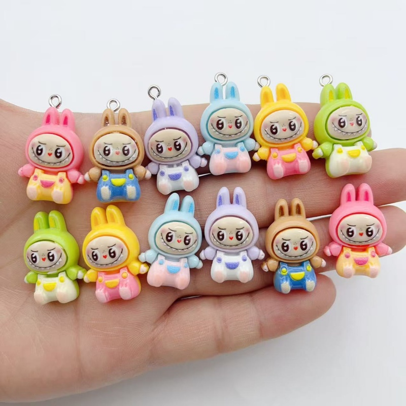 Resin Art Keychain - 10Pcs Gantungan Resin Rumah Stroberi Kelinci