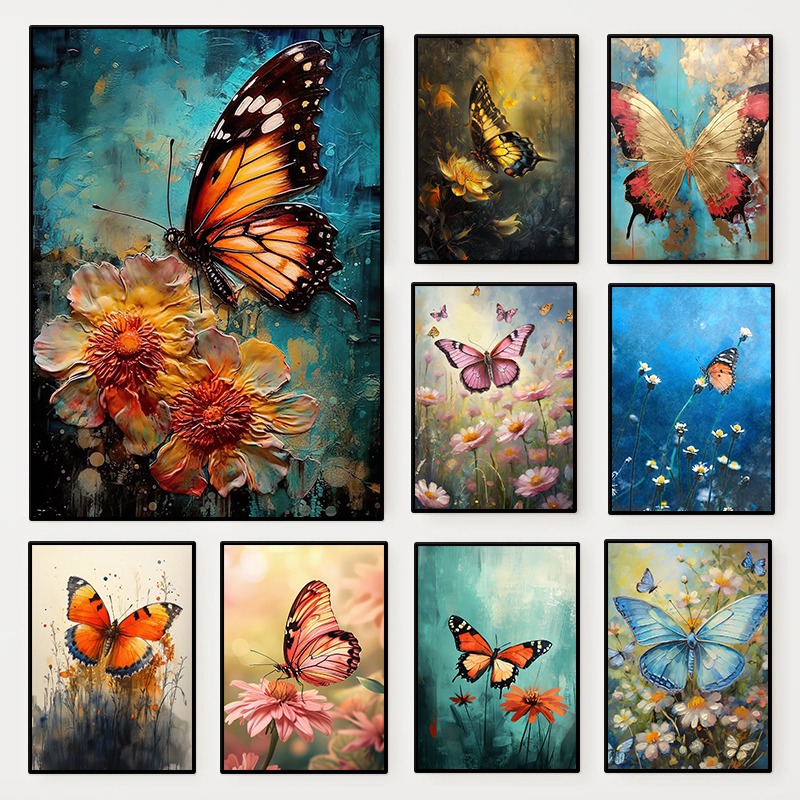 Resin Art Flowers - Poster Kupu-kupu Bunga Pemandangan Bunga Serangga