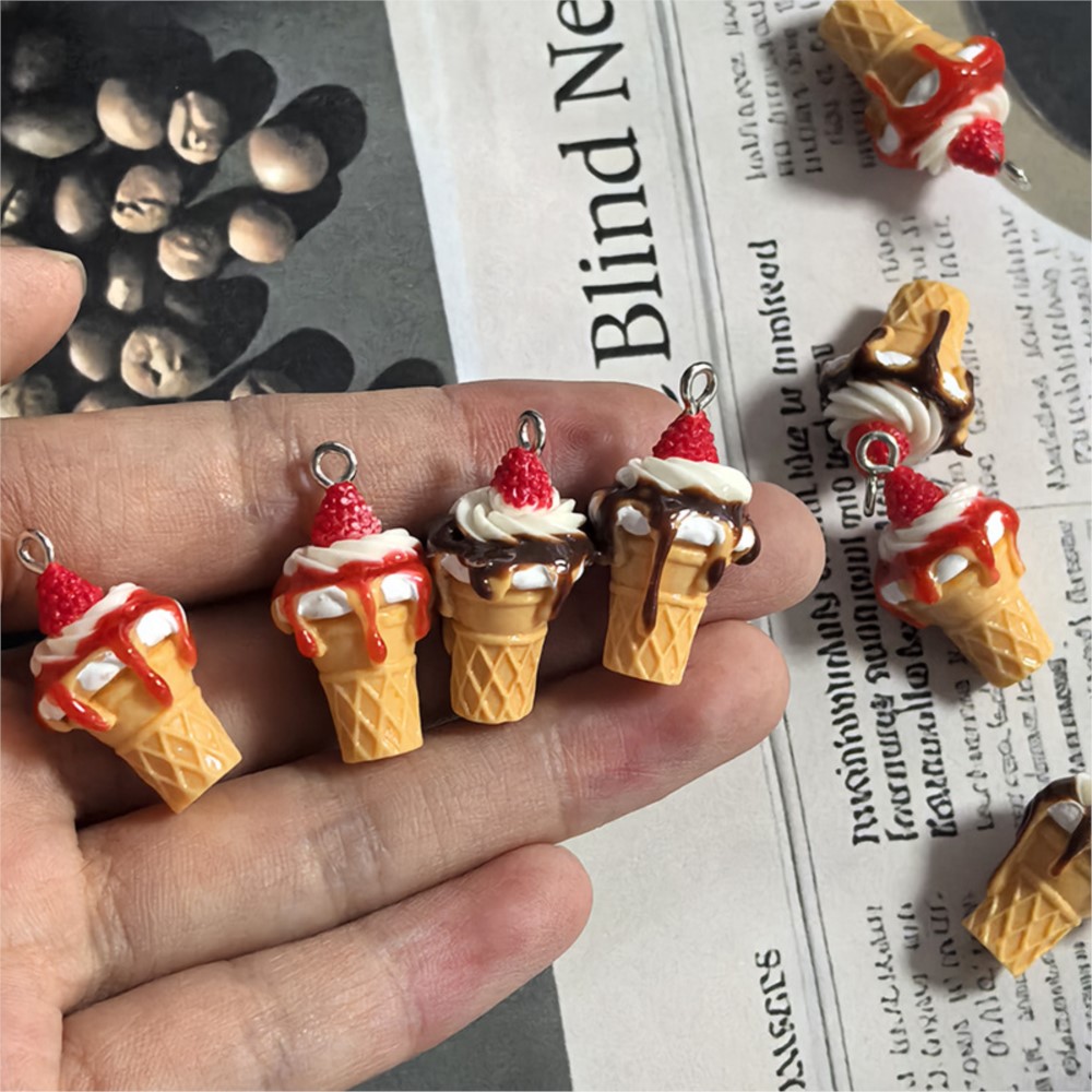 Resin Art Keychain - 10 Buah Liontin Gantungan Kunci Anting