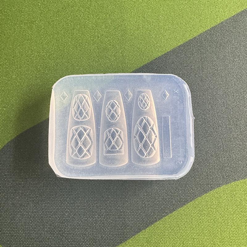 Resin Art Template - Cetakan Kuku Silikon Baru Motif Kotak-kotak,