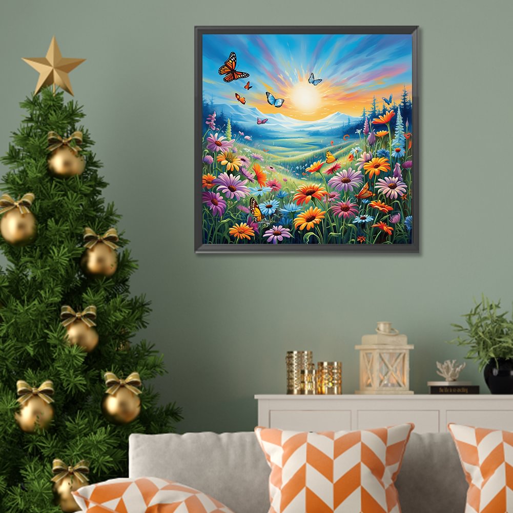 Resin Art Flowers - Lukisan Berlian Keluarga Rusa Lucu Bunga