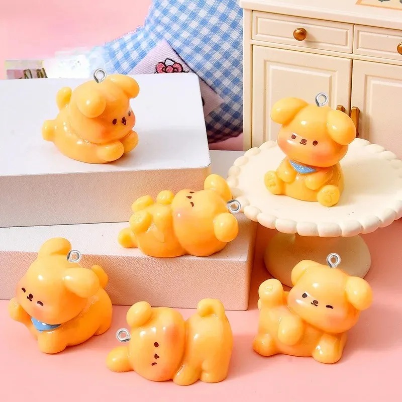 Resin Art Keychain - 10Pcs Gantungan Akrilik Resin Anjing Kartun