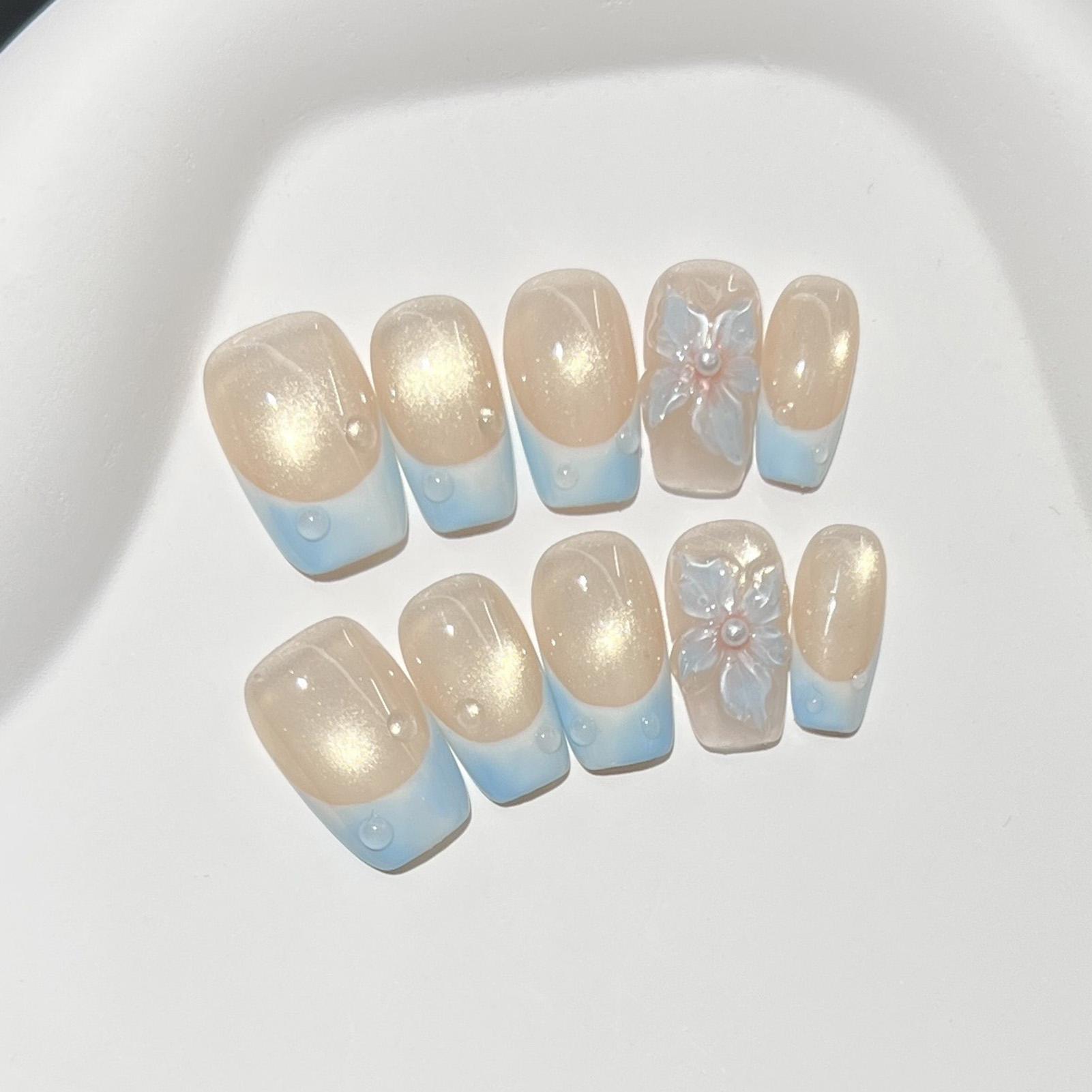 10pcs Kuku Palsu Pendek Perseg - Resin Art Diy ulasan dan harga