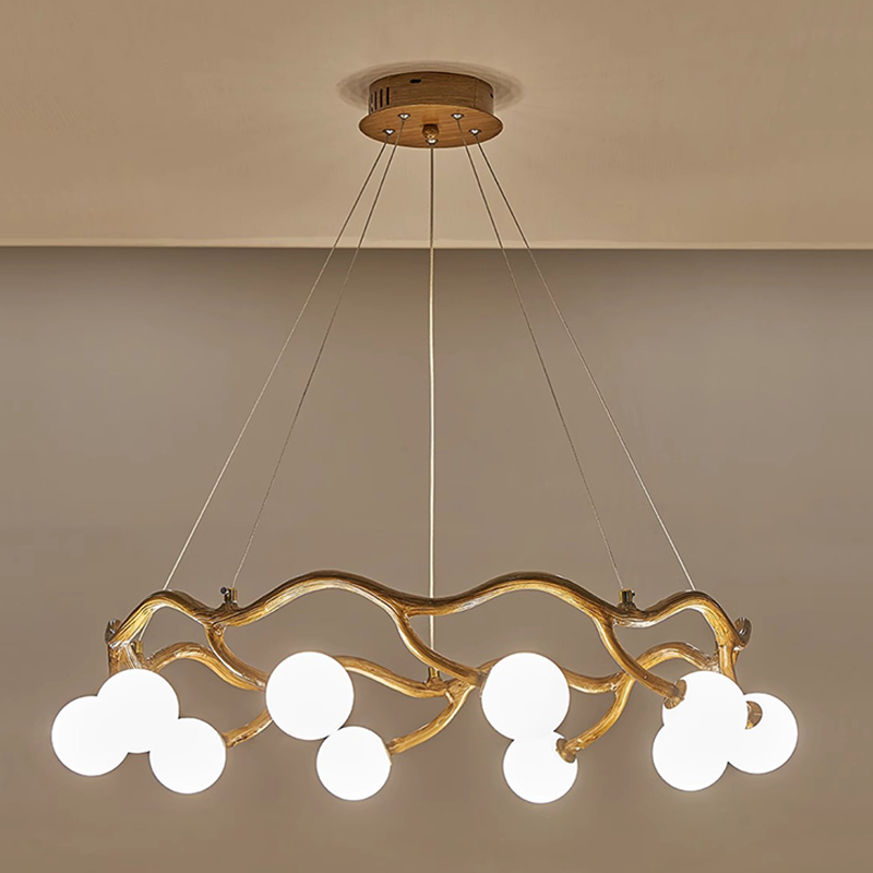 Lampu Gantung Kayu Kaca Putih  - Resin Art On Wood ulasan dan harga