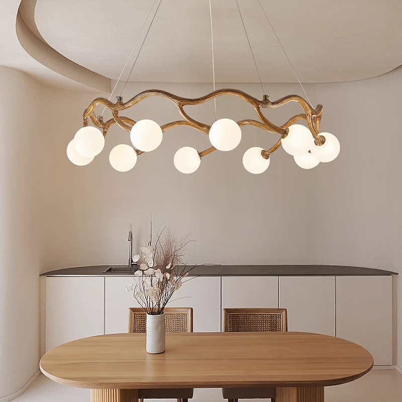 Lampu Gantung Kayu Kaca Putih  - Resin Art On Wood ulasan dan harga