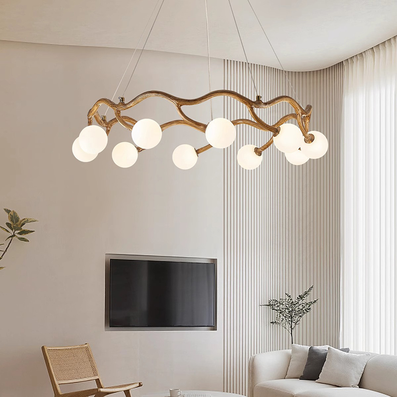Lampu Gantung Kayu Kaca Putih  - Resin Art On Wood ulasan dan harga