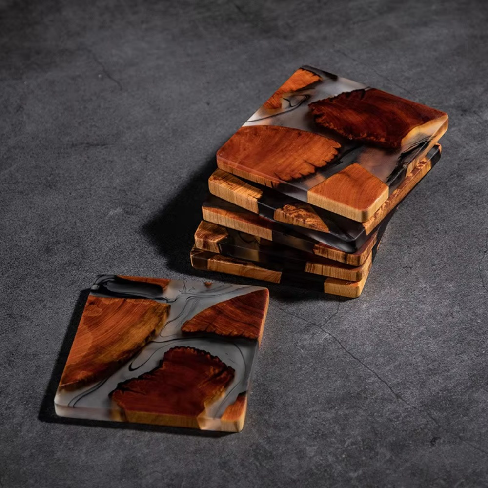 Tatakan cangkir persegi gaya J - Resin Art Coasters ulasan dan harga