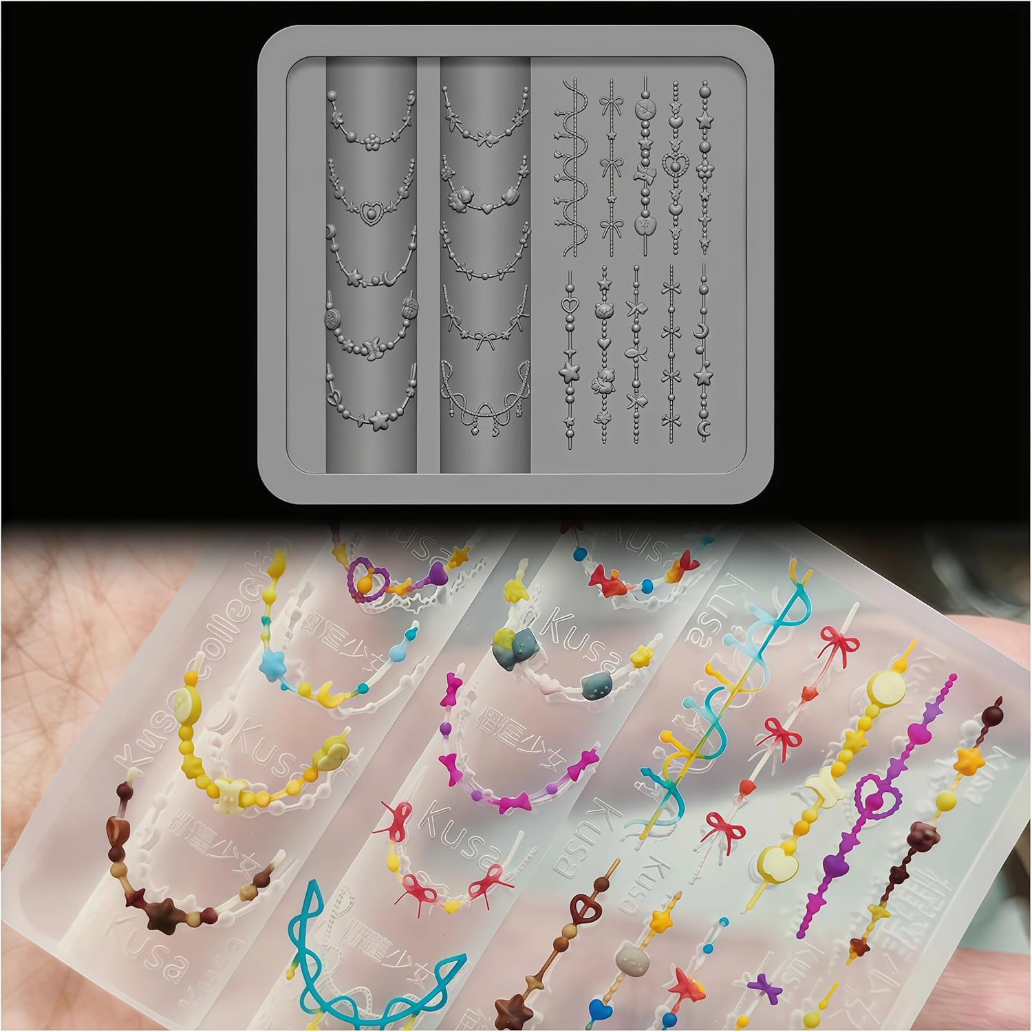 Cetakan Seni Kuku Gel Kalung M - Resin Art Template ulasan dan harga