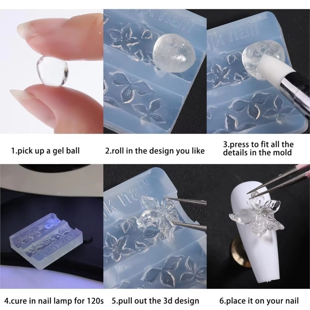 Cetakan Kuku 3D Baru 3Pcs/Set, - Resin Art Template ulasan dan harga