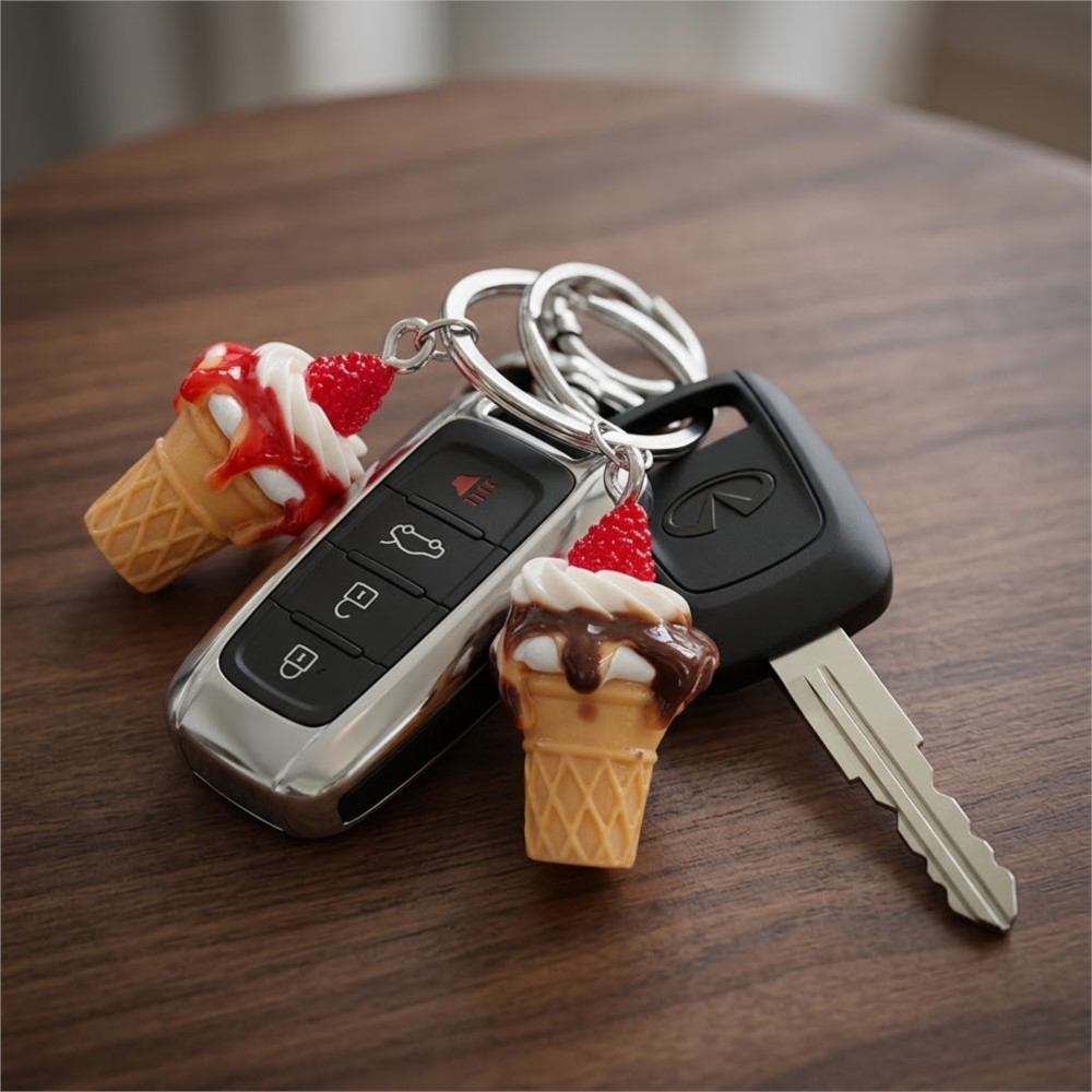 10 Buah Liontin Gantungan Kunc - Resin Art Keychain ulasan dan harga