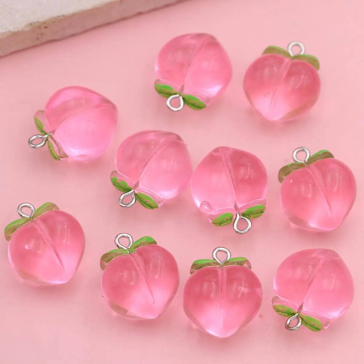 10Pcs Liontin Buah Persik Mini - Resin Art Keychain ulasan dan harga
